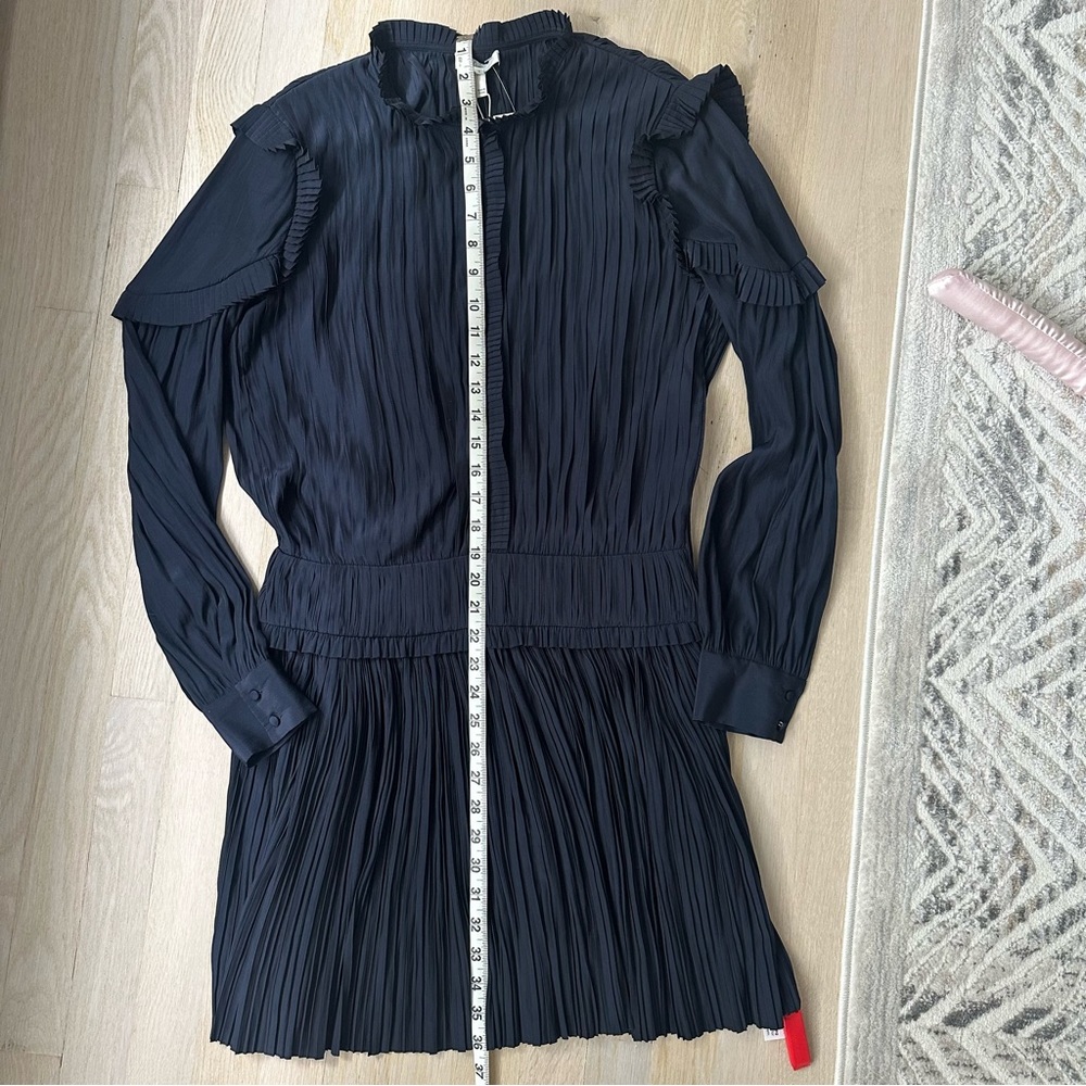 Joie Jazelle Pleated Ruffle Flounce Dress Navy, Size 4 - Picture 17 of 17